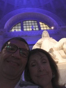 Michele and I in front of the statute of Ben Franklin as we look forward to the IMAX movie and compare how this relates to Digital Transformation